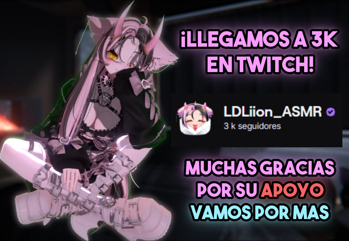 ¡Llegamos a 3K el canal de ASMR!

Muchas gracias por todo su apoyo, espero que nuestra pequeña y hermosa comunidad siga creciendo mucho mas✨

Los quiero mucho mis Liionchitos 💜
#Vtuber #VtuberES #VtuberEN #TwitchPartner #twitch
