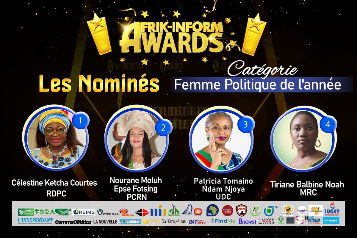 Cameroun| Afrik inform awards : Nominés dans la catégorie « Femme politique de l'année » 

Les votes débutent ce 1er Juin sur notre site Afrik-Inform.com

Afrik inform ☑️