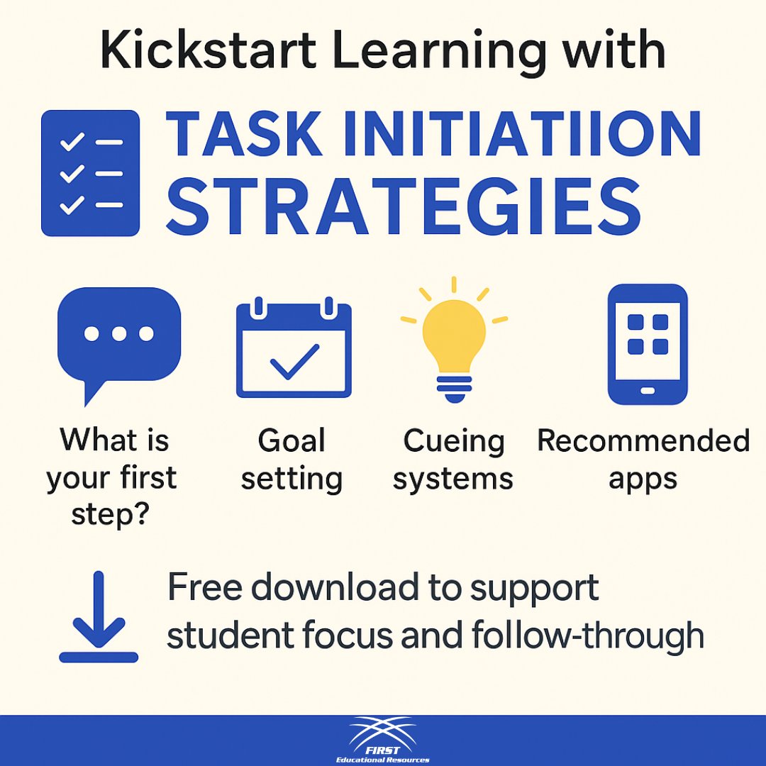 1stEdResources's tweet photo. Struggling with students who have a hard time getting started?
This FREE resource offers practical strategies, prompts, and apps to support task initiation and boost motivation.

📥 Download here: https://t.co/5XmkEONXkd
#ExecutiveFunction #StudentSupport #TaskInitiation #TeacherTools
