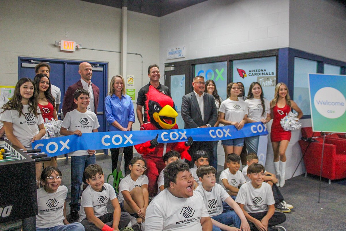 Boys & Girls Clubs of the Valley (@bgcarizona) on Twitter photo The future just got greater! Huge thanks to <a href="/CoxComm/">Cox</a> and <a href="/AZCardinals/">Arizona Cardinals</a> for teaming up to bring a brand-new Cox Innovation Lab to our Stewart Branch.
Also huge shout out to <a href="/Steve_Gallardo/">Supervisor Steve Gallardo</a>, Arizona Cardinals Cheerleaders and Big Red for making this day even more enjoyable! The future just got greater! Huge thanks to <a href="/CoxComm/">Cox</a> and <a href="/AZCardinals/">Arizona Cardinals</a> for teaming up to bring a brand-new Cox Innovation Lab to our Stewart Branch.
Also huge shout out to <a href="/Steve_Gallardo/">Supervisor Steve Gallardo</a>, Arizona Cardinals Cheerleaders and Big Red for making this day even more enjoyable!