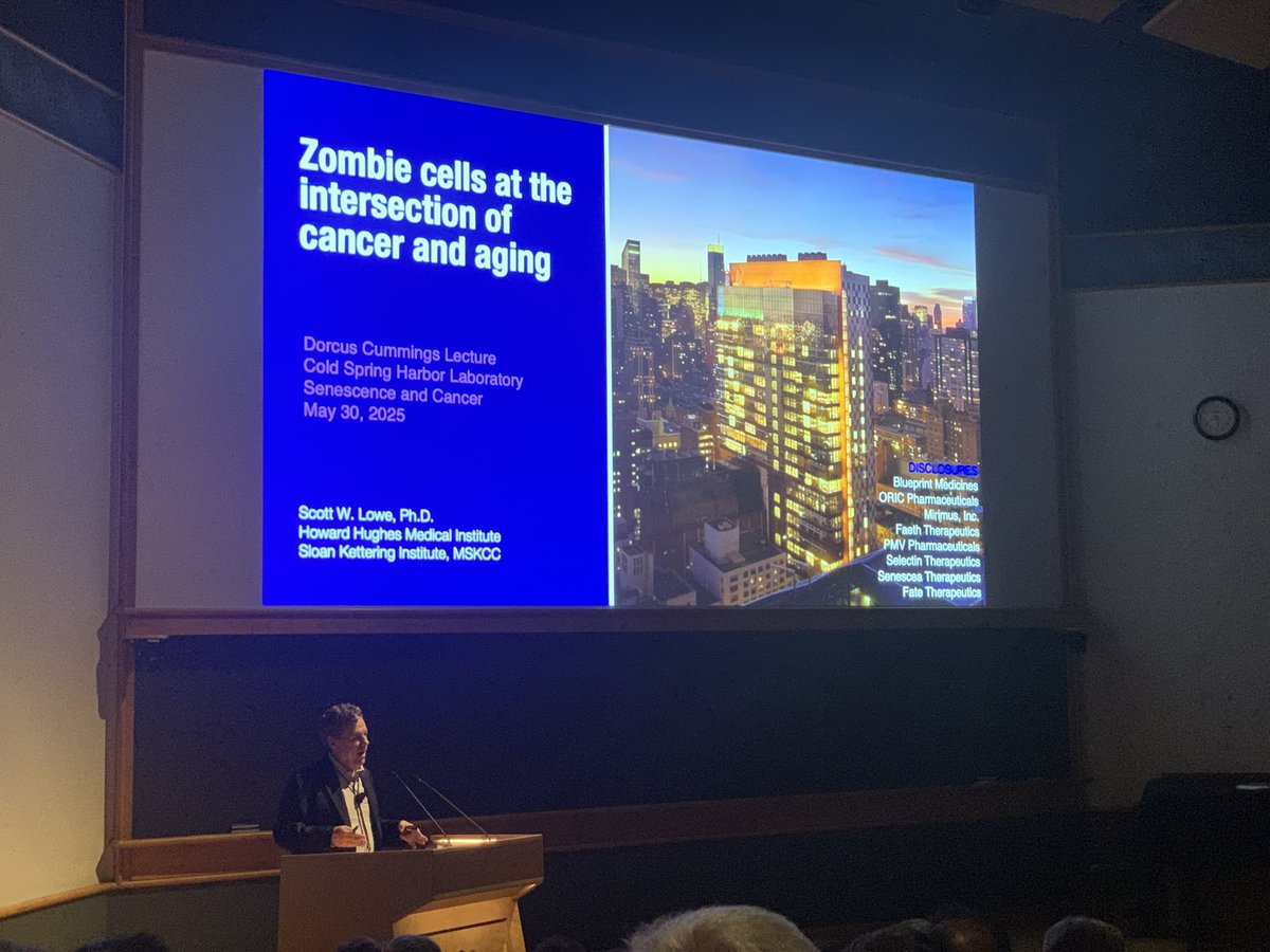 #cshlsymp25, this year dedicated to Senescence &amp; Aging 🤗 
Keynote lecture by Scott Lowe 🤩