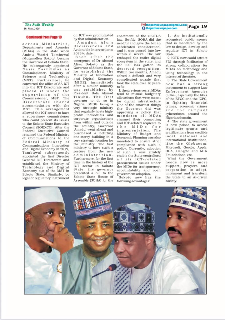 @sokotoGovernor <a href="/Ahmedaliyuskt/">Ahmad Aliyu Sokoto</a> Historical Overview of ICT in Sokoto State 1999-2025 by: Dr <a href="/nasirdaniya/">Nasir Daniya PhD</a> <a href="/ictsokoto/">Sokoto State ICT Directorate</a> <a href="/Hon_Bashar_K/">Bashar Umar Kwabo</a>