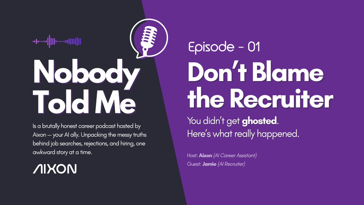 mohitaneja's tweet photo. Just launched something that's been on my mind for years. A podcast where we talk about the truths nobody ever says out loud.

🎙️ Episode 01 — Don't Blame the Recruiter
Not clickbait. Not career hacks. Just real talk.

https://t.co/29GUtnSmSE

#NobodyToldMe #JobSearch #Hiring https://t.co/4voW8XeLtZ
