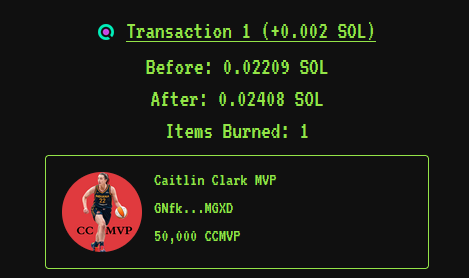 Game 2 missed by Catlin Clark.  We are burning another 50,000 CCMVP Coins!   We always believe CC will get a double double every game.
We can't wait to see you on the court
#CCMVP
#gofever