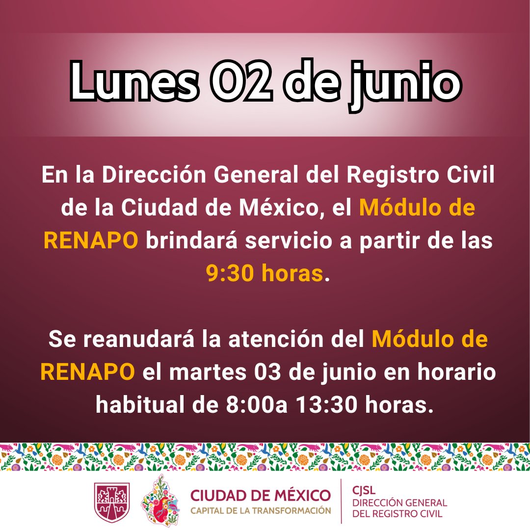 ✅A V I S  O✅
#ElRegistroCivilInforma
⬇️