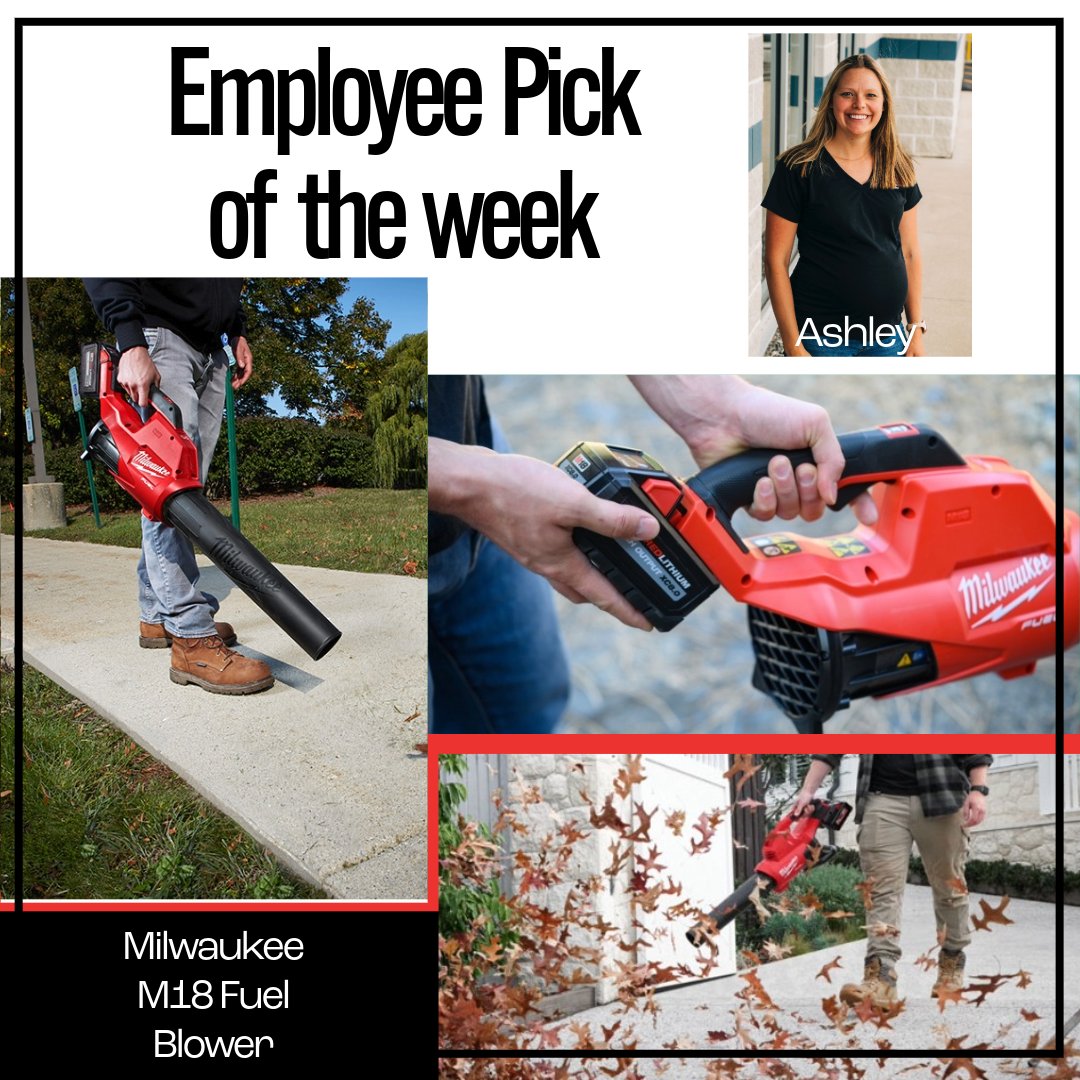 Pick of the Week by Ashley: The Milwaukee M18 Fuel Battery-Powered Leaf Blower makes outdoor clean-up quick and easy. It’s lightweight, powerful, and hassle-free. No cords, no gas — just grab it and go. Stop in and check it out!