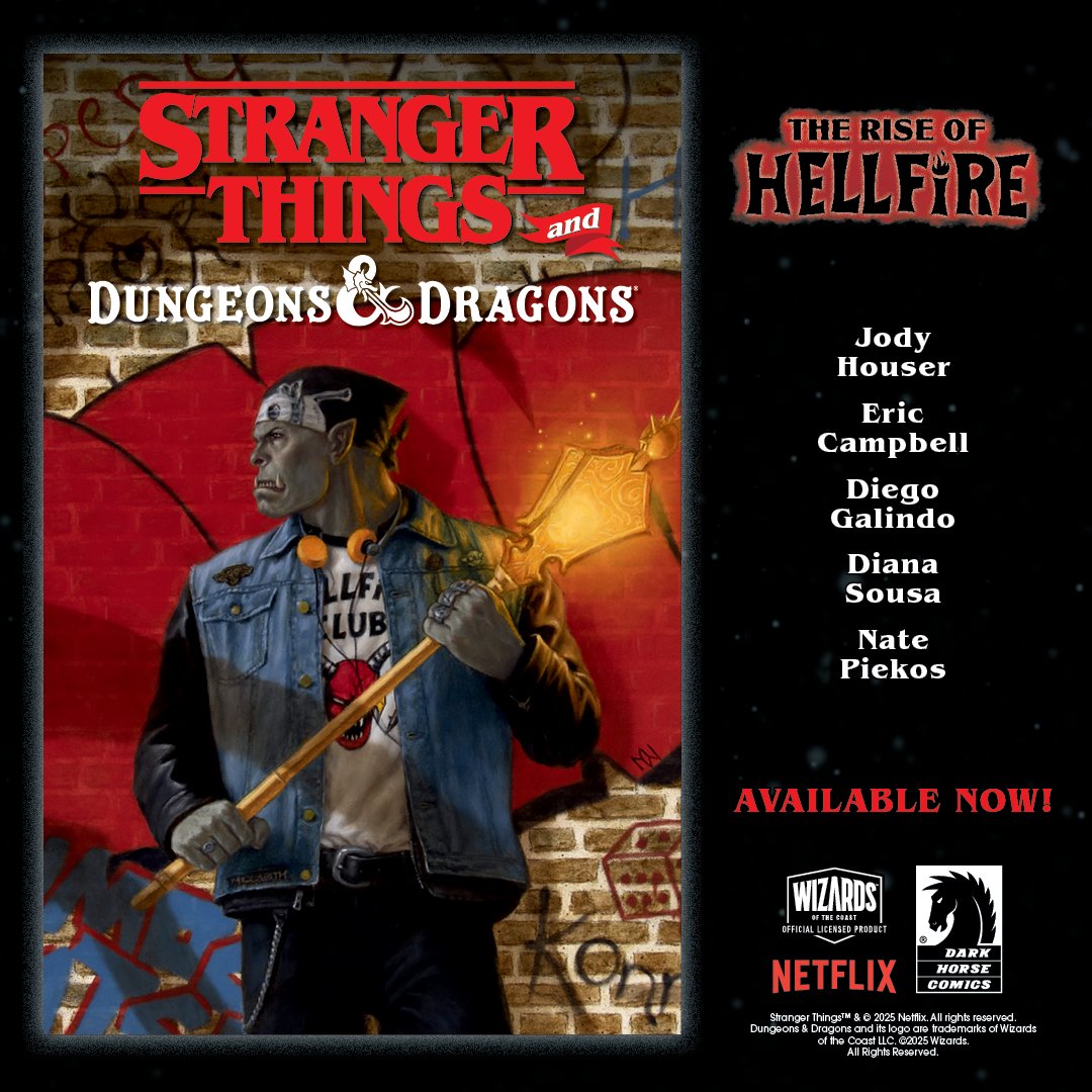 Dark Horse Comics (@darkhorsecomics) on Twitter photo ICYMI: #StrangerThings and Dungeons & Dragons: The Rise of Hellfire is new this week with issue #3! More: bit.ly/4mxYJP1
Rumors about Eddie’s reputation make Lucas worry that joining his club might hurt his chances of getting on the basketball team...
By <a href="/Jody_Houser/">Jody Houser ✒️🗯️🎲</a>, ICYMI: #StrangerThings and Dungeons & Dragons: The Rise of Hellfire is new this week with issue #3! More: bit.ly/4mxYJP1
Rumors about Eddie’s reputation make Lucas worry that joining his club might hurt his chances of getting on the basketball team...
By <a href="/Jody_Houser/">Jody Houser ✒️🗯️🎲</a>,