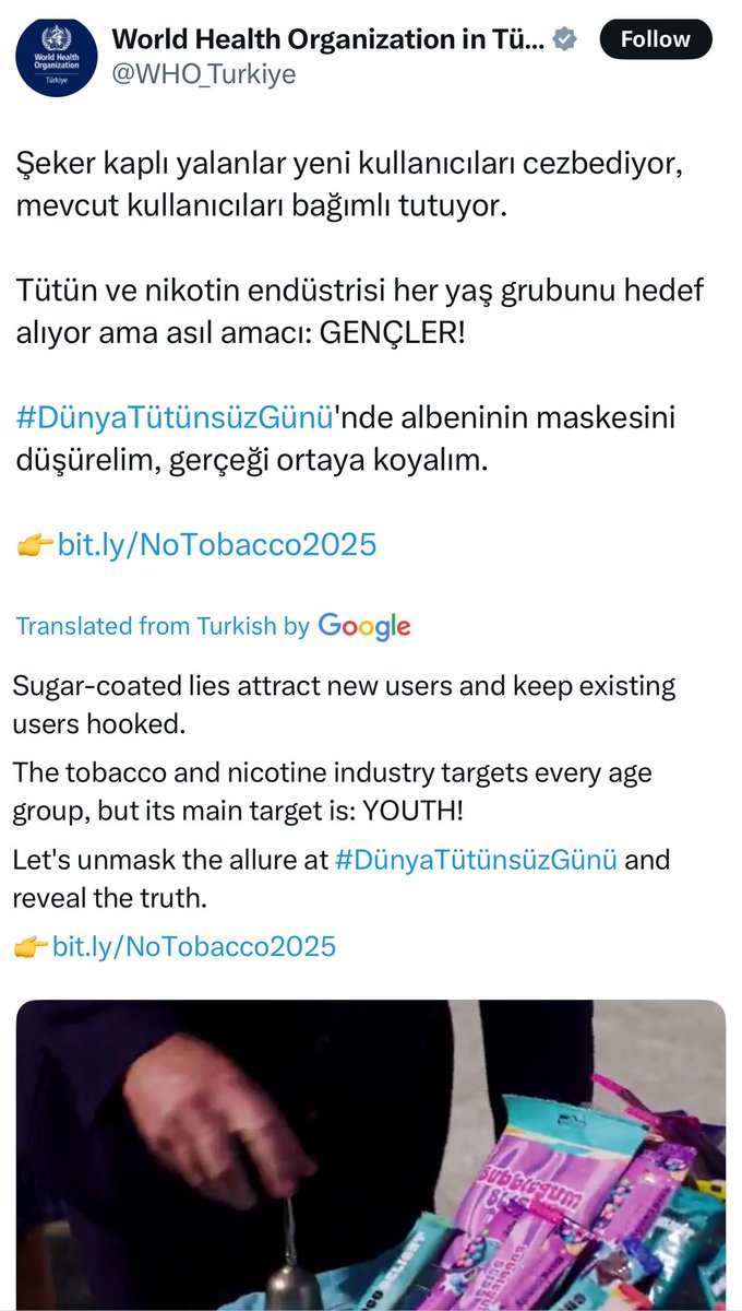 How many posts from the <a href="/WHO/">World Health Organization (WHO)</a> and its puppets have actually been about TOBACCO AND CIGARETTES??

This tells me everything I need to know about them!

They’re not fighting tobacco anymore.
They’re fighting progress.