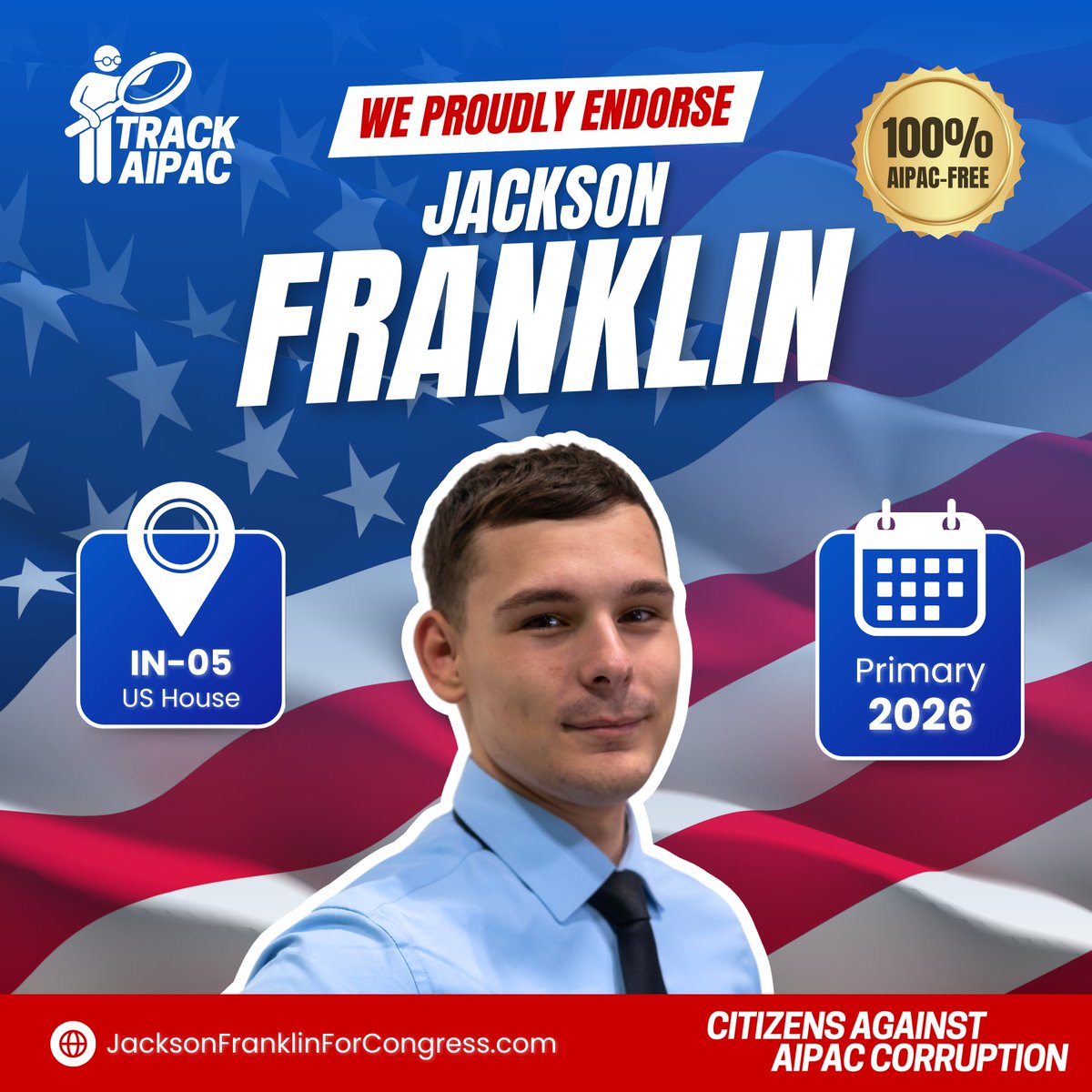 AIPAC's Rep. Victoria Spartz keeps voting to send billions of our tax dollars overseas and supports the Israel lobby's unconstitutional censorship bills attempting to CRIMINALIZE criticism of the Israeli regime!

Now she's facing a challenge from <a href="/JacksonFrankli/">Jackson Franklin For Congress</a>, who is committed