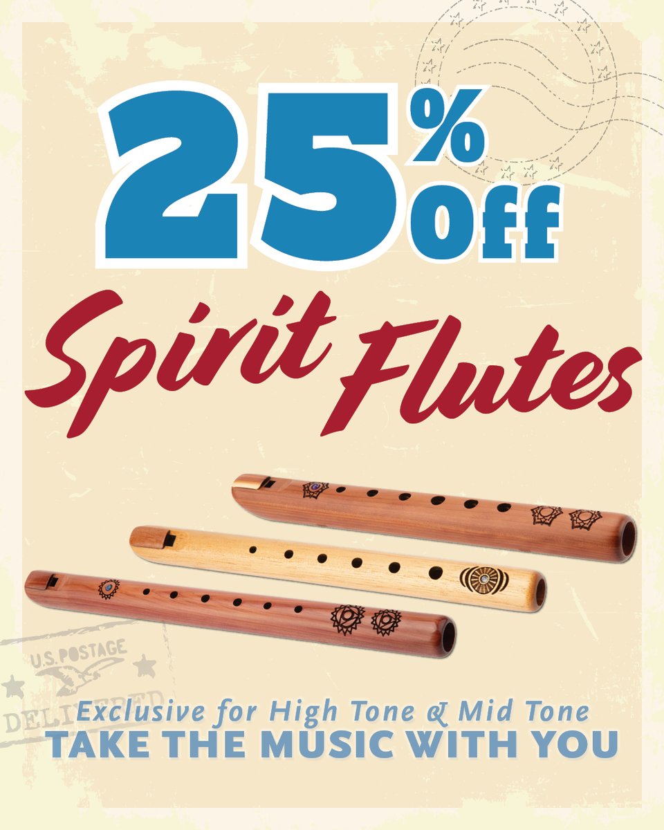 HighSpiritFlute's tweet photo. Soundtrack your summer escape!
Hit the open road with 25% OFF our Spirit Flutes, exclusive to High &amp; Midtone flutes 
Whether you're chasing sunsets or mountain air, carry the spirit of music with you.
#HighSpiritsFlutes #SpiritFlutes #SummerVibes #RoadTripSoundtrack https://t.co/7XTu99djTb