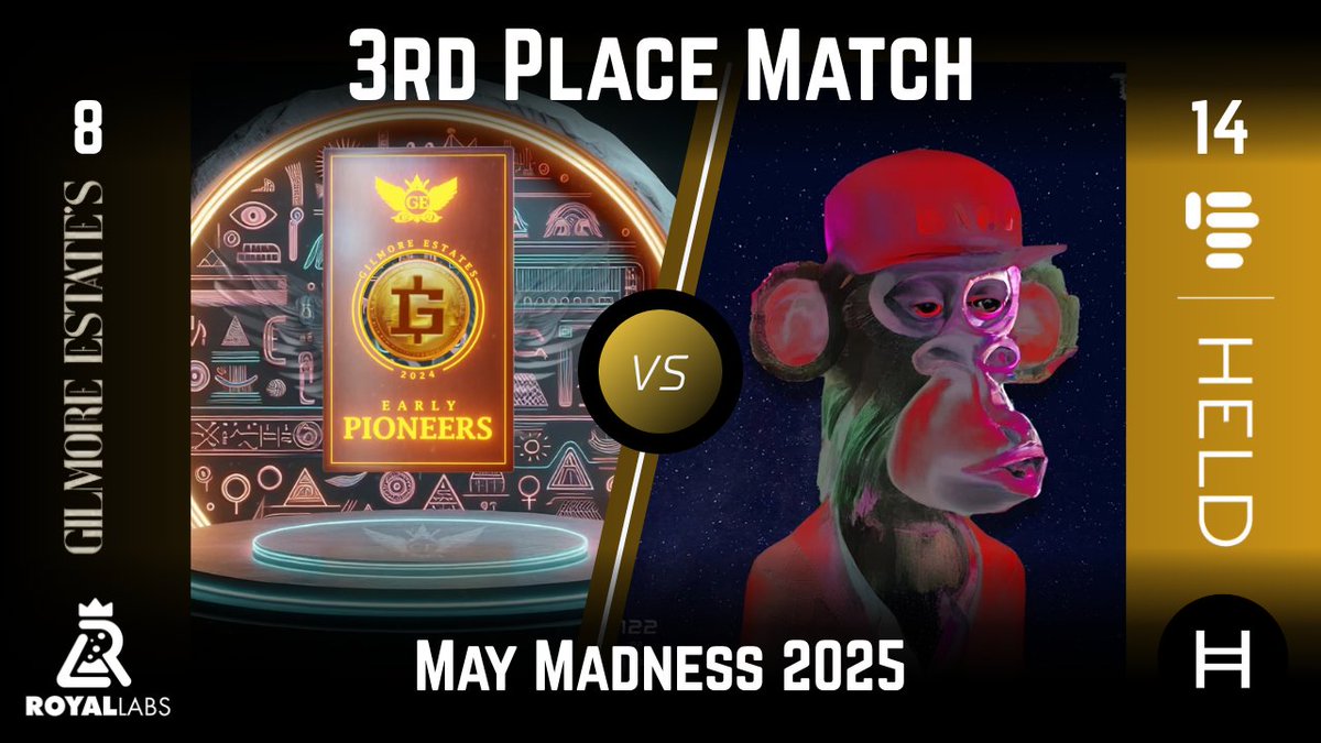 RoyalLabs (@theroyallabs) on Twitter photo MAY MADNESS 3RD PLACE MATCH 🏆
⚡️<a href="/HederaHELD/">HELD NFTs // ℏ // held.hbar</a> v <a href="/Gilmore_Estates/">Gilmore Estates</a>⚡️
How to vote 👇
Send 0.5 $HBAR to 0.0.9172393 with a memo including one of the following votes:
➡️held6 or gilmore6⬅️
You have 48 hours, project with the most votes wins 3rd Place! MAY MADNESS 3RD PLACE MATCH 🏆
⚡️<a href="/HederaHELD/">HELD NFTs // ℏ // held.hbar</a> v <a href="/Gilmore_Estates/">Gilmore Estates</a>⚡️
How to vote 👇
Send 0.5 $HBAR to 0.0.9172393 with a memo including one of the following votes:
➡️held6 or gilmore6⬅️
You have 48 hours, project with the most votes wins 3rd Place!
