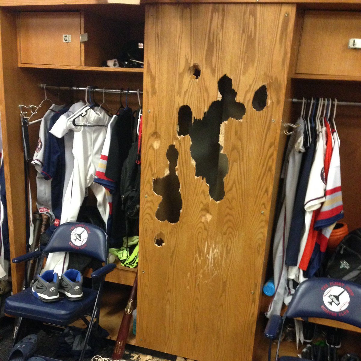 This was the state of the Kentucky dugout and locker room area in the Clemson regional after they choked away a 3-0 lead to West Virginia. This is pathetic behavior