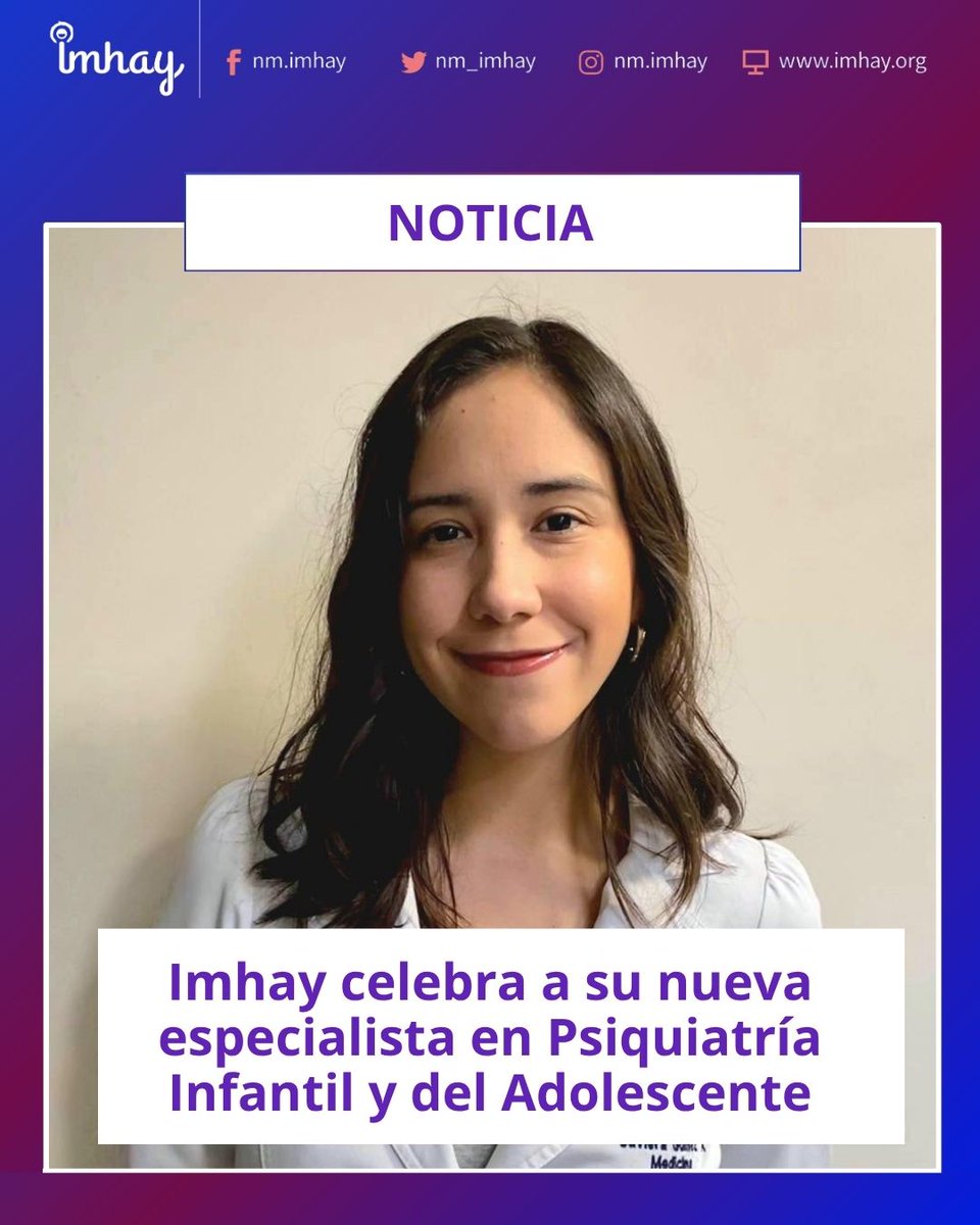 ¡Imhay tiene nueva psiquiatra infantil y adolescente!🎉 
La Dra. Javiera Guiñez finalizó su especialidad en la Universidad de Chile con nota 7,0.

Durante su formación fue parte de #Imhay, donde trabajó junto a la Dra. Vania Martínez. 

¡Felicidades por este gran logro!