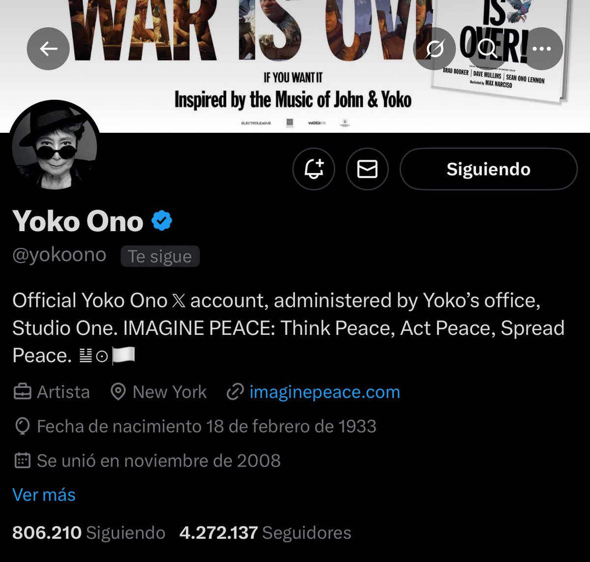 cchiramberro's tweet image. 😱 Recién me doy cuenta que ¡YOKO ONO ME SIGUE! 🕊️✨
Estoy en shock total, con el corazón explotando de emoción y respeto 🙌
¡Gracias, leyenda viva del arte y la paz! 💫🖤
#YokoOno #Honored #InShock #ArtLegend #FollowedByGreatness