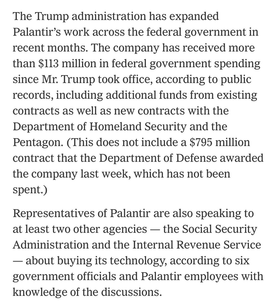 Trump has tapped Palantir to create an entire database of ALL American citizens. 🚨🚨🚨⚠️⚠️⚠️

It brings me NO pleasure at all to inform you that Donald Trump is actively working WITH the very SAME “Deep State” he claimed he would “obliterate” to create the LARGEST surveillance