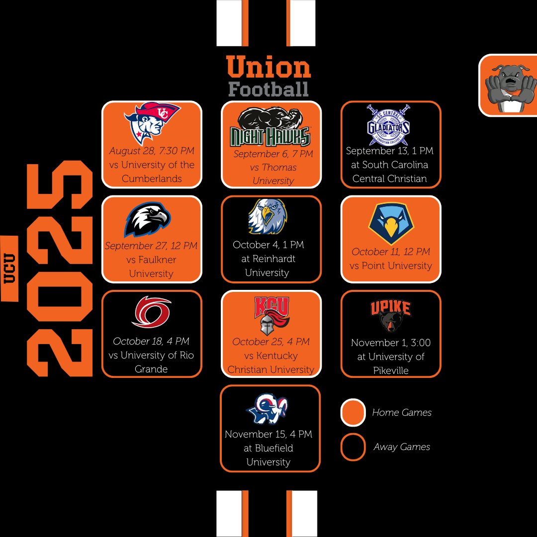 UnionBulldogFB's tweet image. It is official: the 2025 schedule is HERE!

#DogCheck|#RightWayToPlay