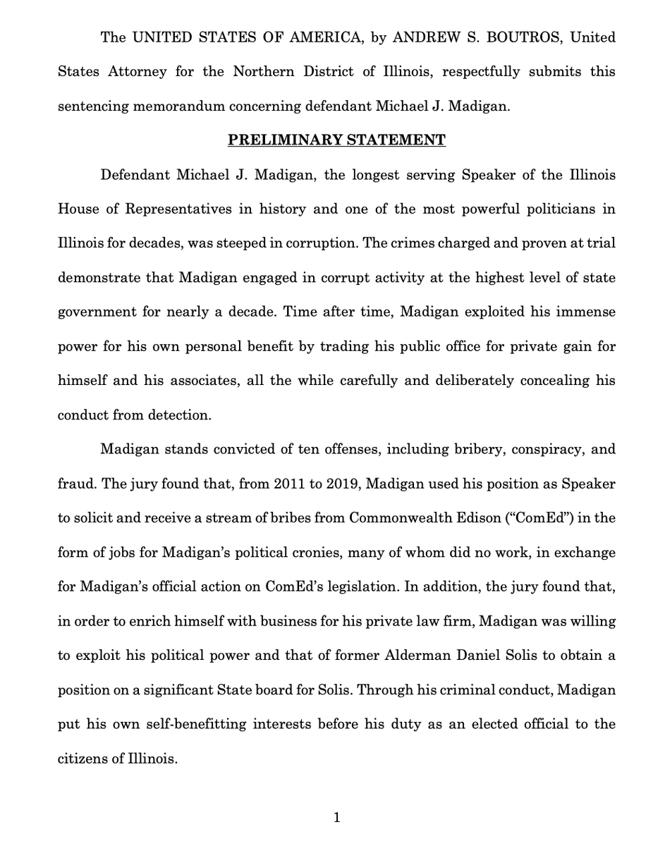 SeidelContent's tweet photo. #BREAKING Federal prosecutors ask a judge to sentence ex-Illinois House Speaker Michael J. Madigan to 12.5 years in prison https://t.co/LYmAxrYeQ5