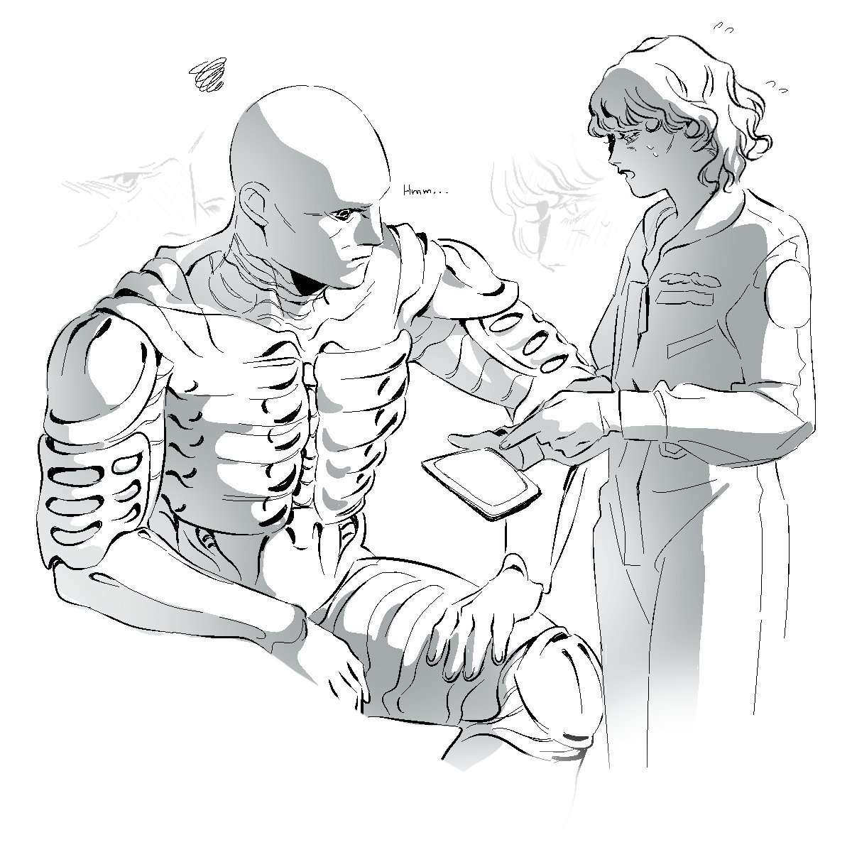 7he0th3r's tweet image. @seal_aki is the lovable artist! (Enlarge for quality improvement. fr tho is so silky smooth &amp;lt;3) #Prometheus2012 #TheLastEngineer #ElizabethShaw Look at those expressions! The form detail! The light grey images showing an extra look between our pair &amp;lt;3&amp;lt;3