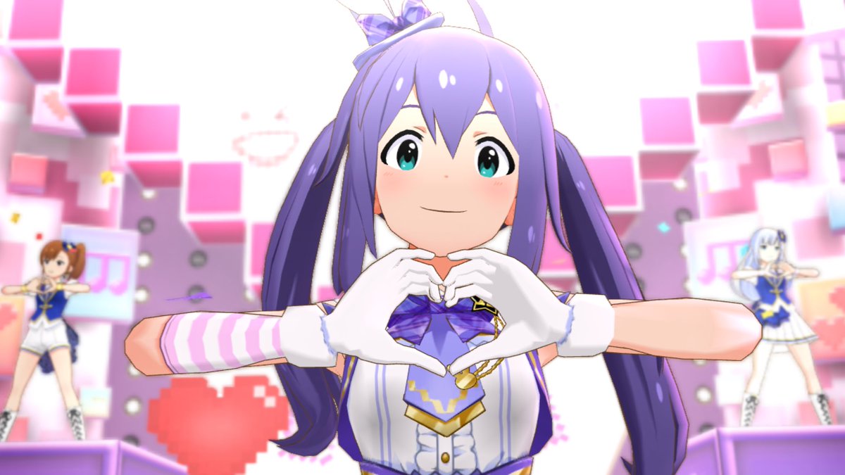 初期衣装にもばっちり似合うツインテand楽曲🎶 ガシャ更新もある誕生日、盛り上がっていこーね！🐰💕

#望月杏奈生誕祭2025 
#望月杏奈誕生祭2025 
#ミリシタスクショ朝の1枚 +3枚