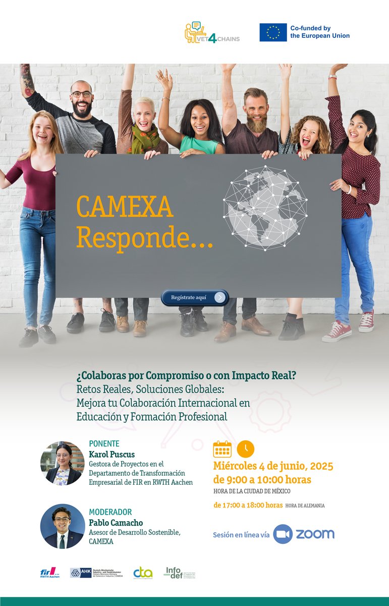¿Colaboras por compromiso o con impacto real?
Participa en el próximo Webinar de nuestra serie CAMEXA Responde: “Retos Reales, Soluciones Globales” y mejora tu colaboración en educación y formación profesional.

🗓 4 junio | 9:00 h | Zoom

👉 camexa-formularios.com/formulario/ins…