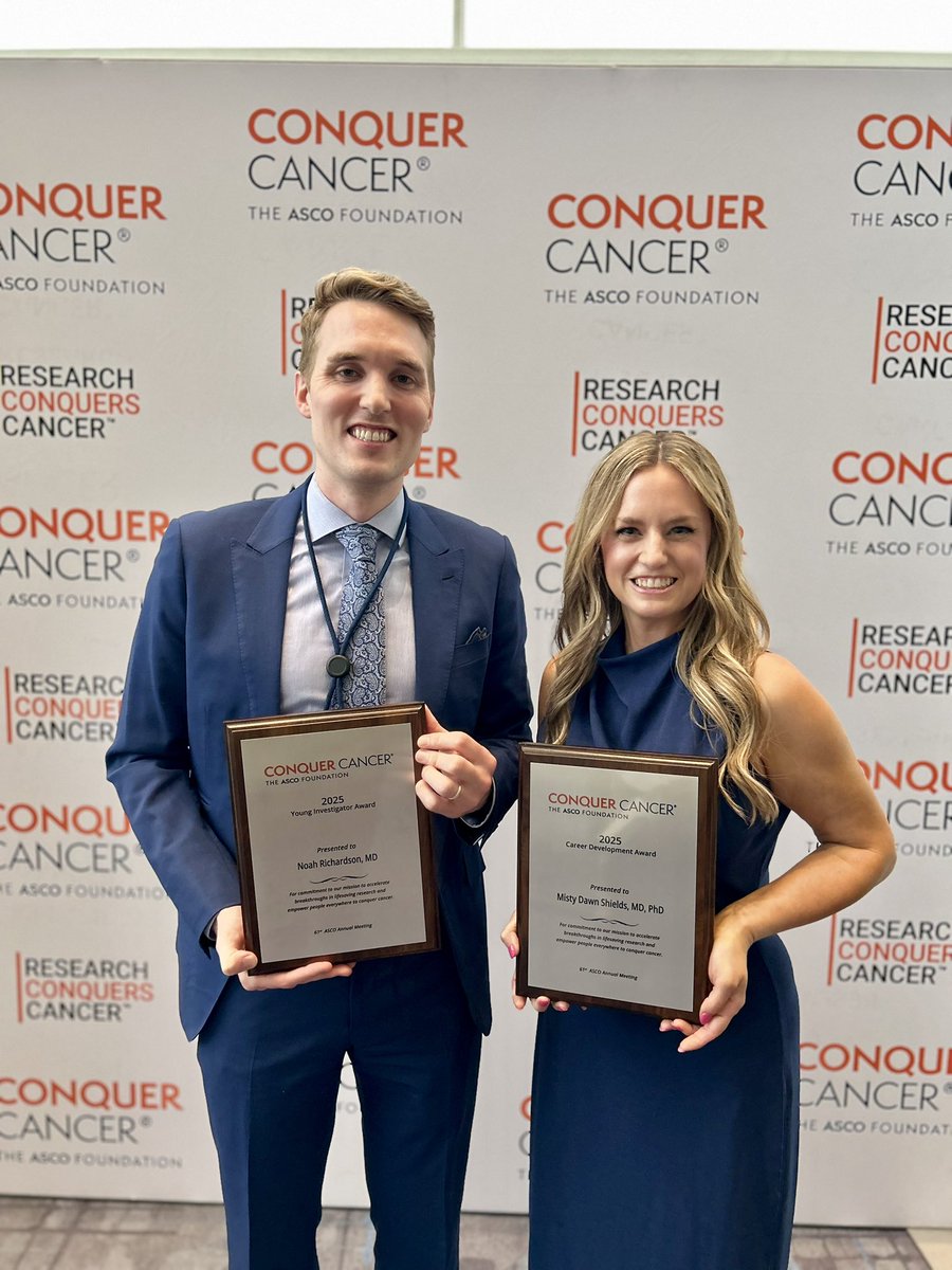 Indiana University Hematology/Oncology Fellowship (@iuhemonc) on Twitter photo Congrats to chief fellow <a href="/Noah_Onc/">Noah Richardson</a> for their <a href="/ConquerCancerFd/">Conquer Cancer, the ASCO Foundation</a> Young Investigator Award investigating novel prostate cancer therapeutics and our brilliant faculty member <a href="/drshieldsmd/">Misty Dawn Shields</a> Career Development Award in lung cancer. #ASCO2025 is off to a great start! <a href="/IUCancerCenter/">IU Simon Comprehensive Cancer Center</a> Congrats to chief fellow <a href="/Noah_Onc/">Noah Richardson</a> for their <a href="/ConquerCancerFd/">Conquer Cancer, the ASCO Foundation</a> Young Investigator Award investigating novel prostate cancer therapeutics and our brilliant faculty member <a href="/drshieldsmd/">Misty Dawn Shields</a> Career Development Award in lung cancer. #ASCO2025 is off to a great start! <a href="/IUCancerCenter/">IU Simon Comprehensive Cancer Center</a>