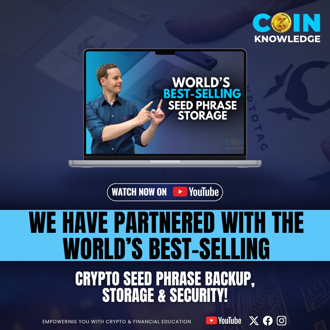 Coin Knowledge (@coinknowledge1) on Twitter photo 🚨 We Have Partnered With The World’s Best-Selling Crypto Seed Phrase Backup, Storage & Security! 🔐🔥
Partnership Announcement! 🎉
We are pleased to announce that Coin Knowledge has now partnered with the number one best-selling seed phrase storage in the world – <a href="/CRYPTO_TAG/">CRYPTOTAG | Seed Phrase Storage</a> 🚨 We Have Partnered With The World’s Best-Selling Crypto Seed Phrase Backup, Storage & Security! 🔐🔥
Partnership Announcement! 🎉
We are pleased to announce that Coin Knowledge has now partnered with the number one best-selling seed phrase storage in the world – <a href="/CRYPTO_TAG/">CRYPTOTAG | Seed Phrase Storage</a>