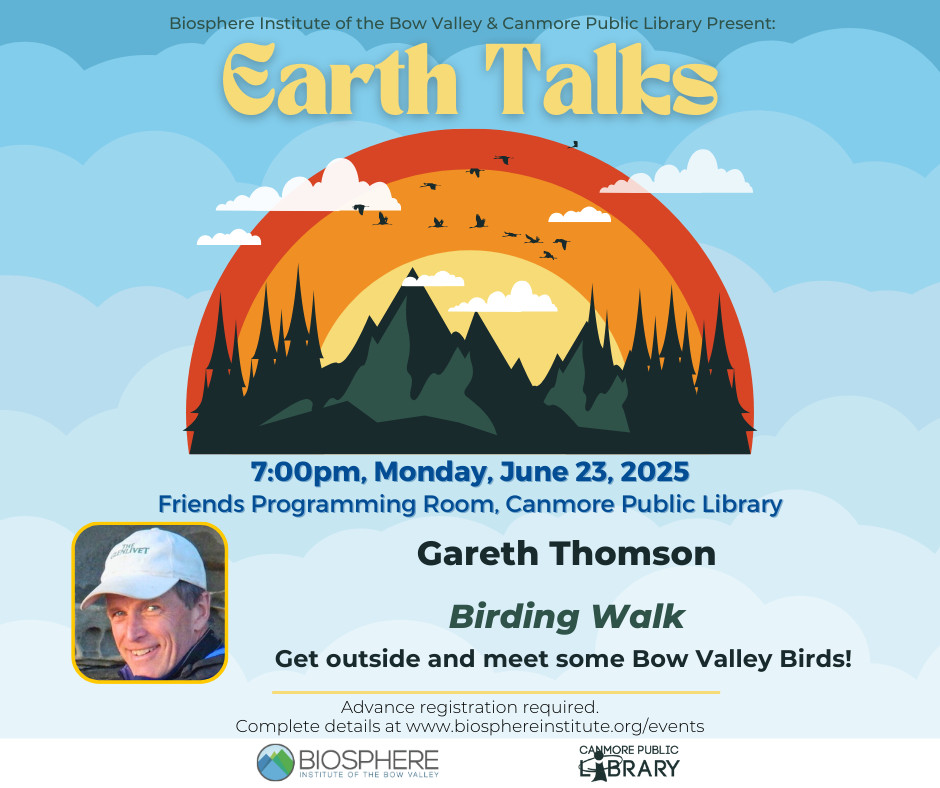 🐦 Bird lovers of Canmore!
Join Gareth Thomson for a family-friendly birding walk along Policeman’s Creek!
📅 June 23 | 🕖 7PM
📍 Meet at the library
👟 Easy 2 km walk
🔗 Register to reserve your spot: bit.ly/43bWjhD
#CanmoreEvents #CanmoreLibrary #BowValleyBirds