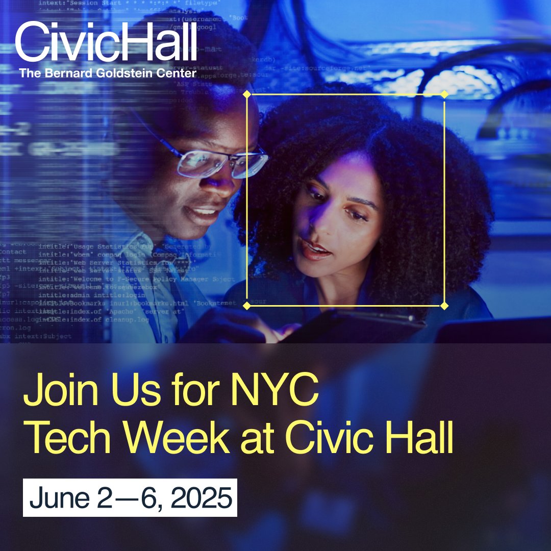 Jim Malatras (@jimmalatras) on Twitter photo .<a href="/CivicHall/">Civic Hall</a> to Host Full Week of Events During New York City Tech Week: Events Focuses on Innovation, AI, Startups, Cybersecurity, Web3, Finance & More
Check out the events here! civichall.org/press-releases… .<a href="/CivicHall/">Civic Hall</a> to Host Full Week of Events During New York City Tech Week: Events Focuses on Innovation, AI, Startups, Cybersecurity, Web3, Finance & More
Check out the events here! civichall.org/press-releases…