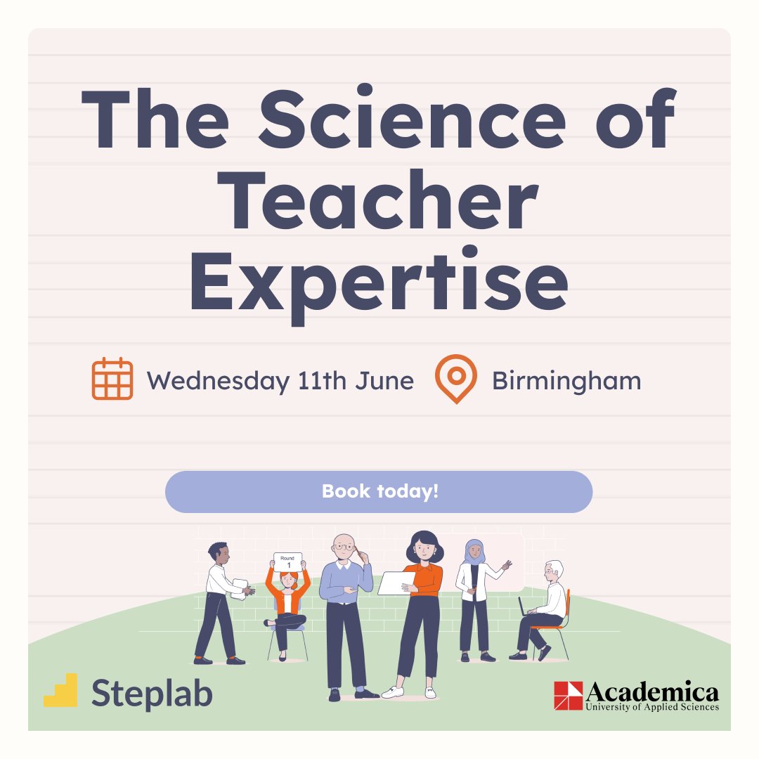 Steplab (@steplab_co) on Twitter photo β³ TIME IS RUNNING OUT βοΈ
Only a week to go until our "Science of Teacher Expertise" event with <a href="/C_Hendrick/">Carl Hendrick</a>, <a href="/Josh_CPD/">Josh Goodrich</a>, <a href="/SCottinghatt/">Sarah Cottinghatt</a> and <a href="/PepsMccrea/">Peps</a>!
Oh, and we've added another βοΈ to the agenda - <a href="/HughesHaili/">Dr Haili Hughes FRSA</a>!
Get your tickets whilst you still can: bit.ly/3DtPuOu β³ TIME IS RUNNING OUT βοΈ
Only a week to go until our "Science of Teacher Expertise" event with <a href="/C_Hendrick/">Carl Hendrick</a>, <a href="/Josh_CPD/">Josh Goodrich</a>, <a href="/SCottinghatt/">Sarah Cottinghatt</a> and <a href="/PepsMccrea/">Peps</a>!
Oh, and we've added another βοΈ to the agenda - <a href="/HughesHaili/">Dr Haili Hughes FRSA</a>!
Get your tickets whilst you still can: bit.ly/3DtPuOu