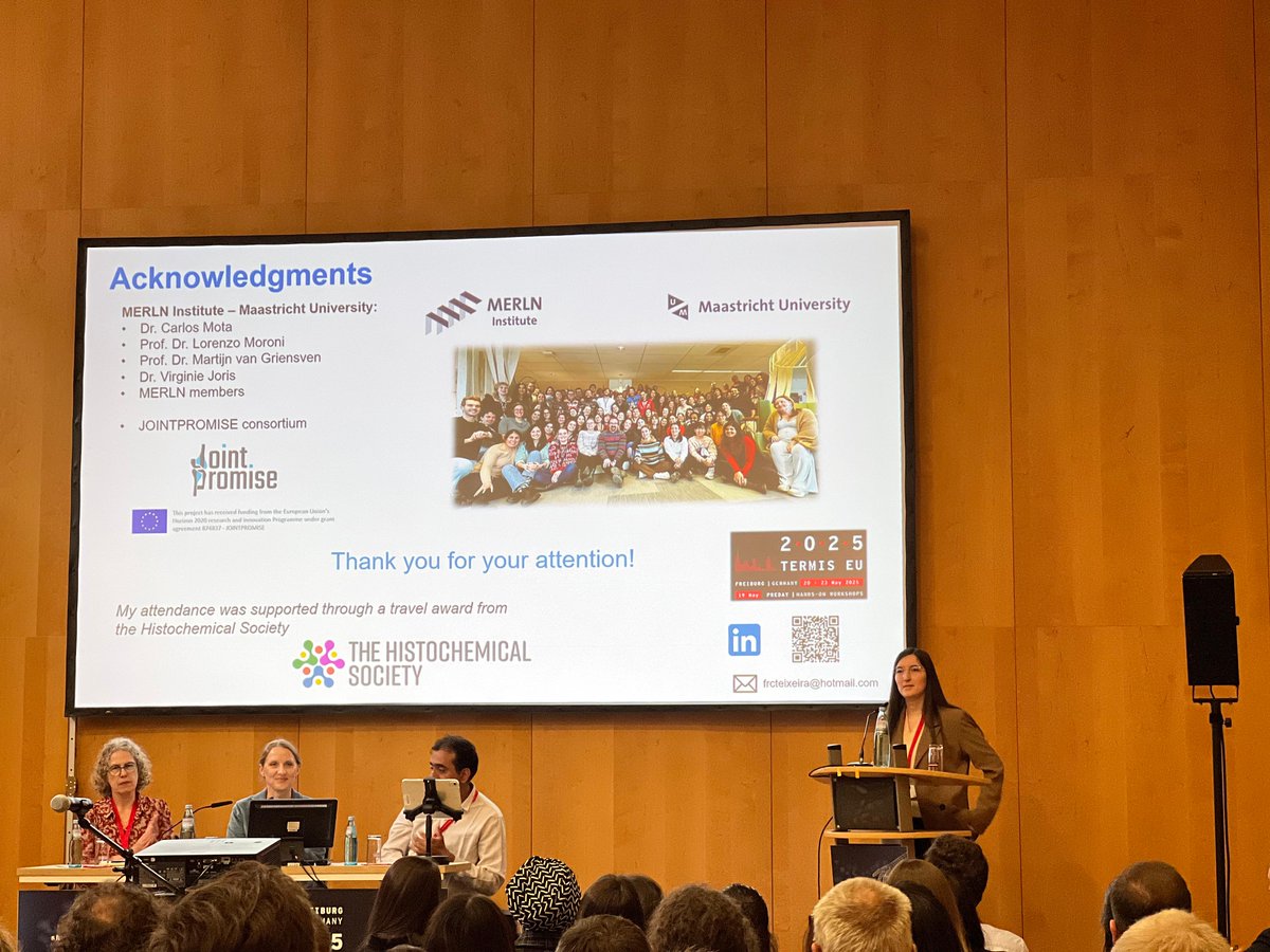 histochemnews's tweet photo. Congratulations to Filipa Teixeira from Maastricht University on receiving the HCS Travel Award to attend the TERMIS EU 2025 conference this year in Freiburg, Germany! https://t.co/XfroFk69Sz
#histochemistry #travelaward #HCS https://t.co/XRh6bOYhYa