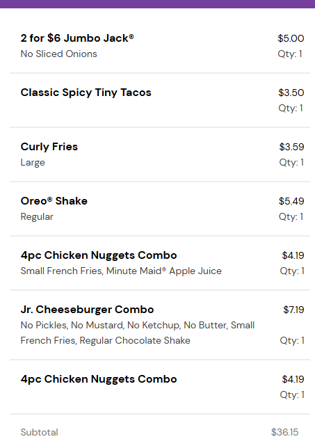 EricStride's tweet photo. @JackBox Did you fail elementary school math? Please add this up and tell me what you get?  Hint, it's not $36.15. https://t.co/U7dISnzZST