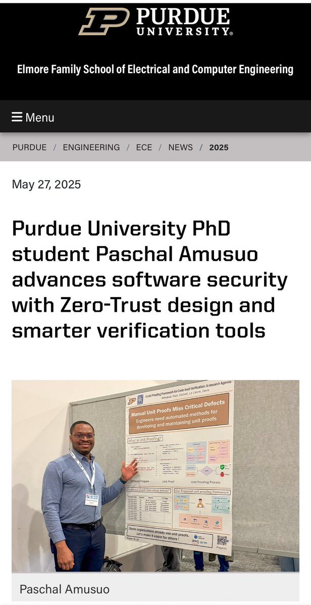 AmPaschal (@ampaschal01) on Twitter photo It’s not everyday that your research gets recognized by your school!!
Thank you <a href="/LifeAtPurdue/">Purdue University</a> and <a href="/PurdueECE/">PurdueECE</a> for this feature 🙇🏽♂️.
Always grateful to my advisor <a href="/TheDavisJam/">JamieDavis</a> for his continuous support. It’s not everyday that your research gets recognized by your school!!
Thank you <a href="/LifeAtPurdue/">Purdue University</a> and <a href="/PurdueECE/">PurdueECE</a> for this feature 🙇🏽♂️.
Always grateful to my advisor <a href="/TheDavisJam/">JamieDavis</a> for his continuous support.