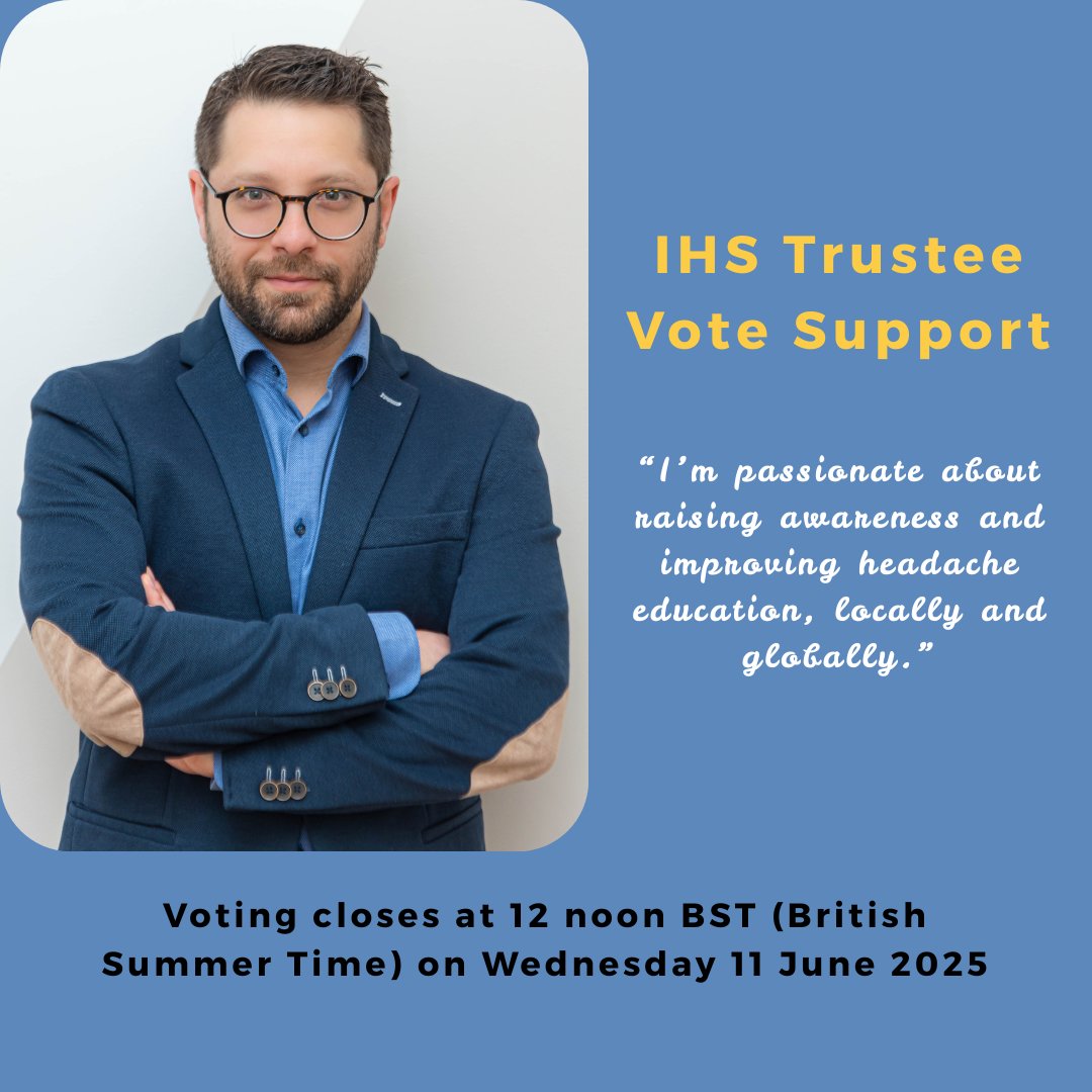 TheodorosMavri2's tweet image. I’m honoured to be running for IHS Trustee!
I’m passionate about raising awareness and improving headache education, locally and globally.
I’d be truly grateful for your support if you are eligible to vote (emails automatically sent) — and please feel free to share this post!