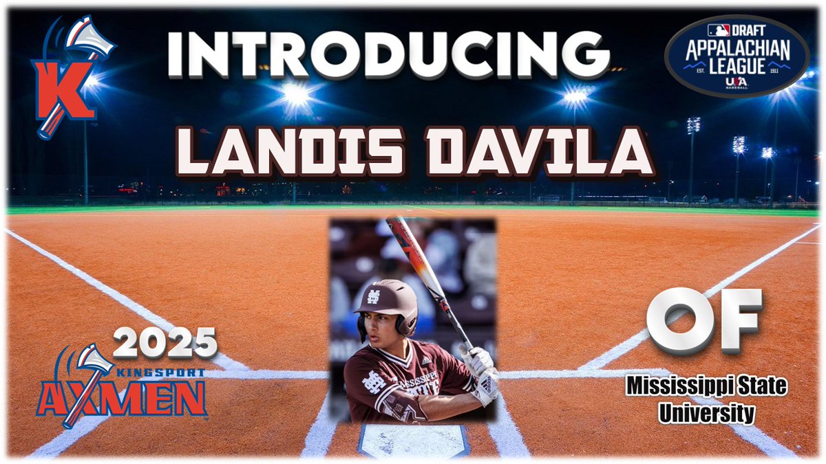 Mark Davis (@kptbaseballfan) on Twitter photo Two days shy of having a Christmas birthday, <a href="/landis_davila/">landis davila</a> of <a href="/HailStateBB/">Mississippi State Baseball</a> looks to slay opponent pitching and ignite our <a href="/KingsportAxmen/">Kingsport Axmen</a> offense!
Welcome to the team, Landis!
#AxesUp 🪓⚾️ Two days shy of having a Christmas birthday, <a href="/landis_davila/">landis davila</a> of <a href="/HailStateBB/">Mississippi State Baseball</a> looks to slay opponent pitching and ignite our <a href="/KingsportAxmen/">Kingsport Axmen</a> offense!
Welcome to the team, Landis!
#AxesUp 🪓⚾️