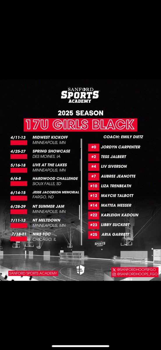 My summer AAU schedule!

<a href="/sanfordhoopsfgo/">Sanford Sports Academy - Basketball Fargo</a>