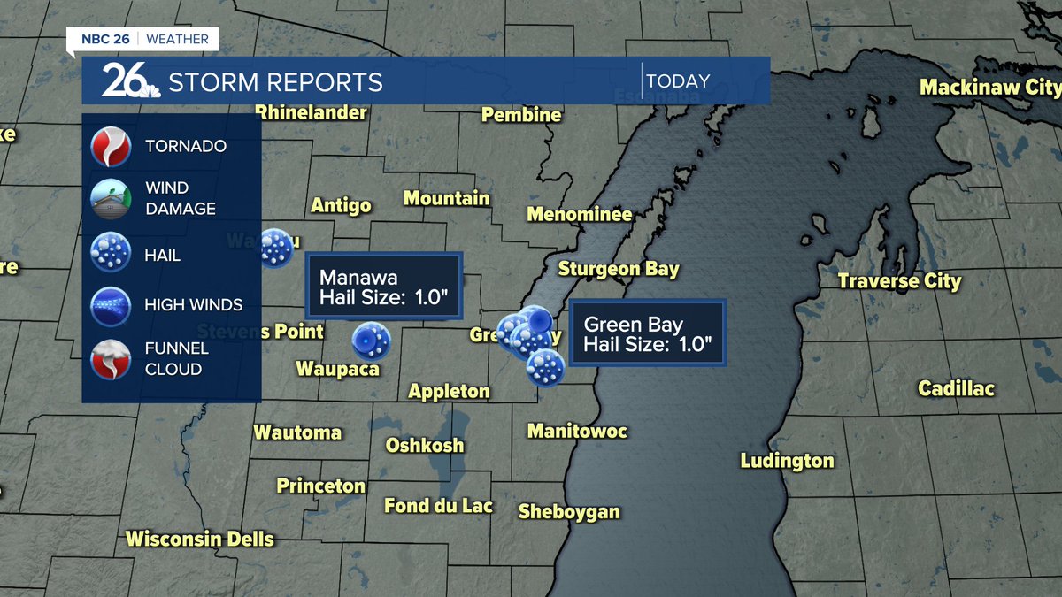Two reports of severe hail today.