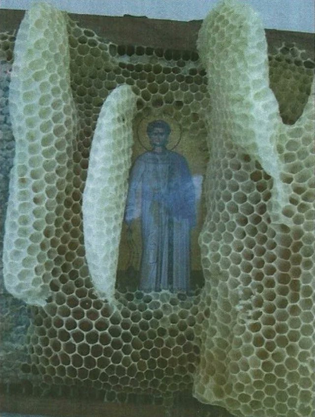 A beekeeper in Greece put up and images for good luck and later found the beehive avoided the faces.
