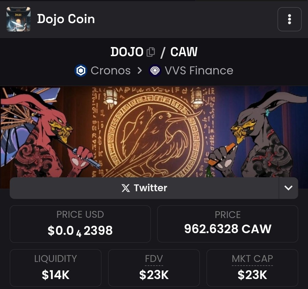 Beautiful $DOJO fam! 
$CAW is pomping hard right now!