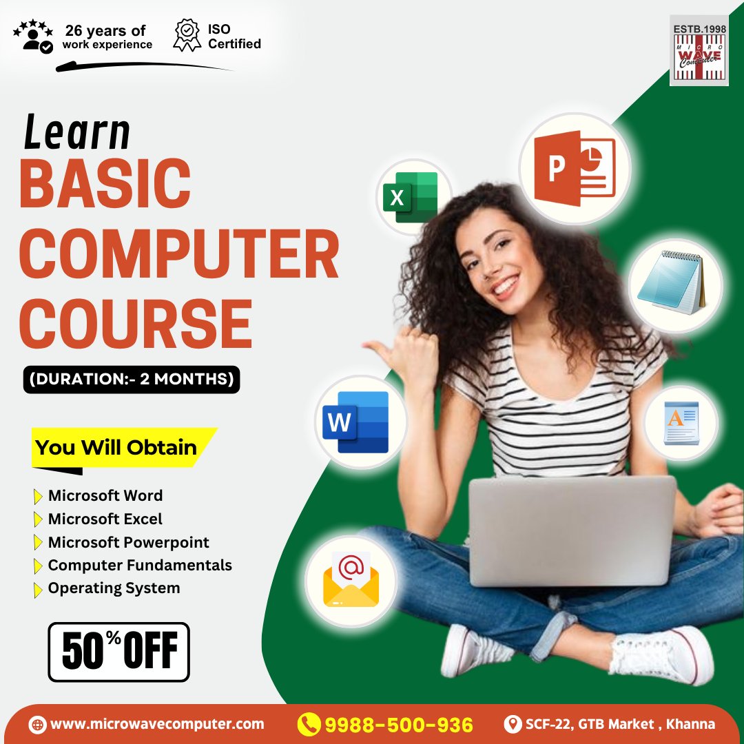 mwc_98's tweet image. 🖥️ Start your computer journey with easy Word, Excel, PowerPoint &amp;amp; more lessons.

📲Call for more information- 99885- 00936
📌SCF-22, GTB Market, Khanna

#basiccomputercourse #learncomputerskills #digitalskills #beginnerfriendly #LearnAndGrow #microwavecomputer #khanna