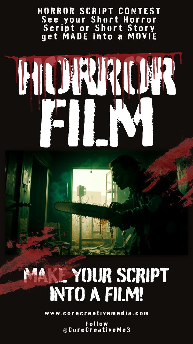 CoreCreativeMe3's tweet image. 🩸 HORROR FANS: Got a killer script or terrifying short story?
We're looking for the next nightmare.
Submit your horror tale for a chance to have it made into a film.
🔪 One story. One scream. One shot at immortality.
#HorrorScript #IndieHorror #FilmmakingOpportunity
