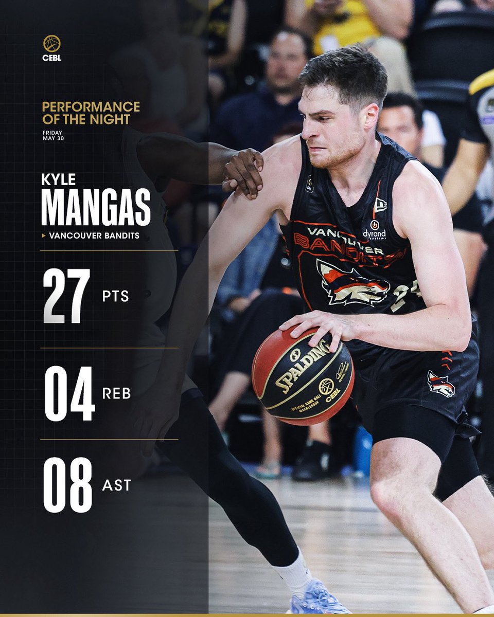 CEBLeague's tweet photo. Mangas was in his bag all night ππ₯
27 points, 8 dimes, 4 boards β all gas, no breaks π¨
πΊ Watch highlights and more on CEBL+ powered by @tonybet.ca: https://t.co/NVk3EPx257
#PullUp | #CEBLSeasonVII | #VANvsEDM https://t.co/PQ3OmHFxS6