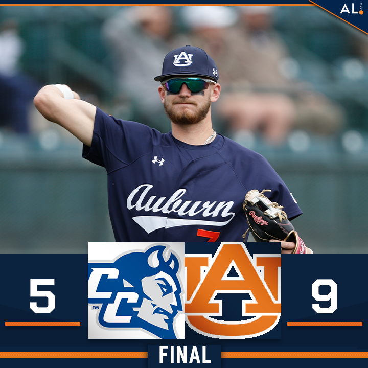 FINAL: Auburn 9, Central Connecticut 5 ⚾️

The Tigers win a 3+ hour first game in the opening round of the Auburn Regional over the Blue Devils. #WarEagle