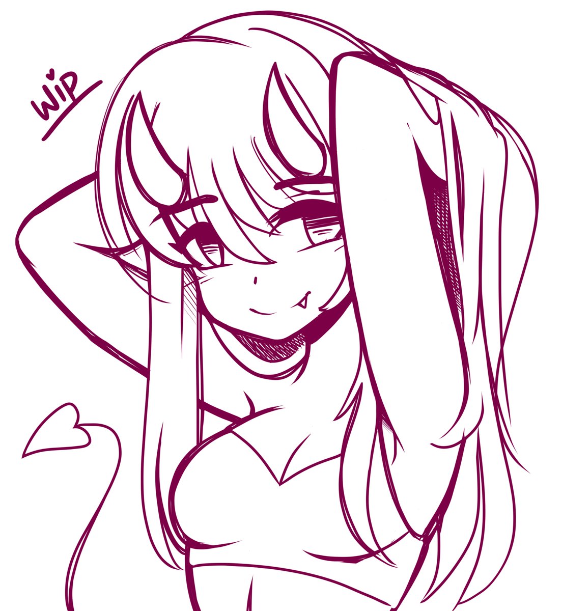 Character wip time again! She’s a curious imp girl the listener summoned :P The theme is based on a patron idea and I’m really excited to voice it! In the meantime, color suggestions? ✨