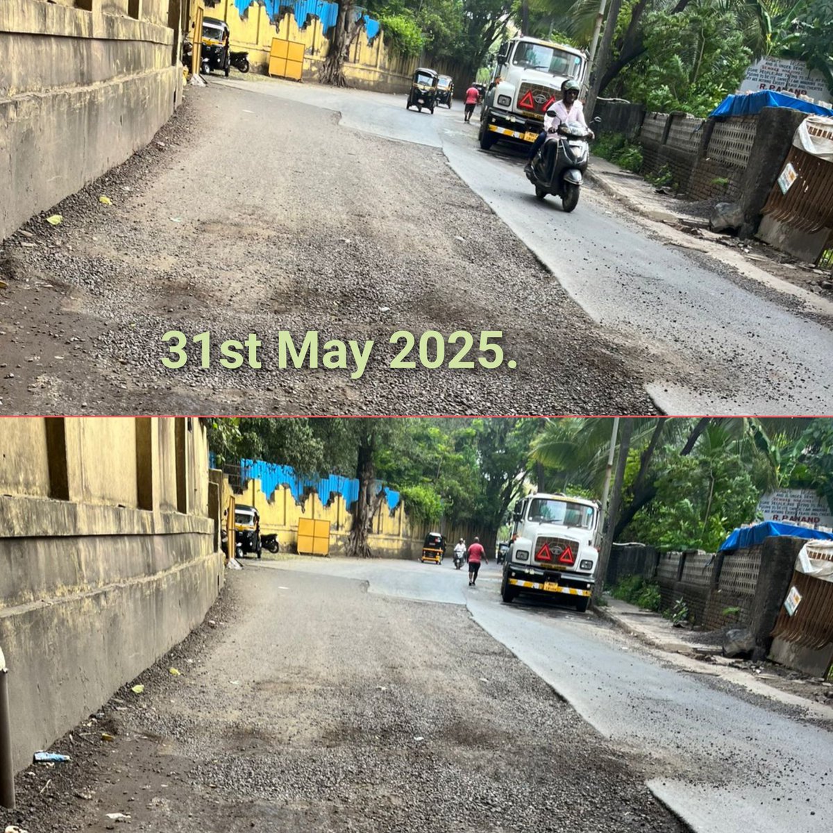 Vijay Ullal (@vijayullal) on Twitter photo <a href="/mybmcInfra/">mybmcInfra</a> <a href="/mybmcwardKW/">Ward KW BMC</a> <a href="/rohanrathodBJP/">Rohan Rathod</a> <a href="/RoadsOfMumbai/">Roads of Mumbai</a> <a href="/AmeetSatam/">Ameet Satam</a> <a href="/Dev_Fadnavis/">Devendra Fadnavis</a> <a href="/narendramodi/">Narendra Modi</a> sir road was resurfaced 16th May 2025, next day it was dug up by Bmc ,and today 31st May 25 the road is destroyed . New fisheries inst road off Jp marg ( 15 days life span the road. <a href="/mybmcInfra/">mybmcInfra</a> <a href="/mybmcwardKW/">Ward KW BMC</a> <a href="/rohanrathodBJP/">Rohan Rathod</a> <a href="/RoadsOfMumbai/">Roads of Mumbai</a> <a href="/AmeetSatam/">Ameet Satam</a> <a href="/Dev_Fadnavis/">Devendra Fadnavis</a> <a href="/narendramodi/">Narendra Modi</a> sir road was resurfaced 16th May 2025, next day it was dug up by Bmc ,and today 31st May 25 the road is destroyed . New fisheries inst road off Jp marg ( 15 days life span the road.