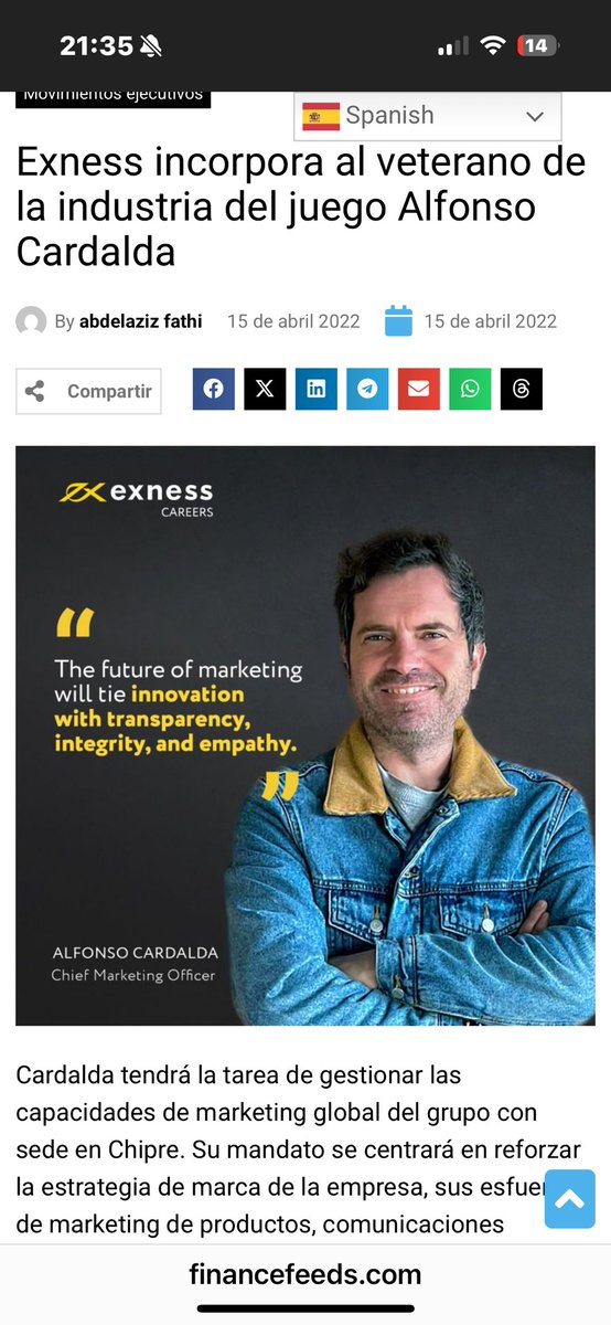 Como no sería lógico que investiguen a <a href="/exnesslatam/">Exness LATAM</a>  <a href="/EXNESS/">Exness</a> 😭😭si tienen el cinismo siendo un broker de trading de contratar a un experto en casinos y apuestas 😭😭😭😭 como Alfonso cardalda 😂😂😂, que torpeza <a href="/ElFinanciero_Mx/">El Financiero</a> <a href="/eleconomista/">El Economista</a> <a href="/Milenio/">Milenio</a>