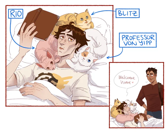 big fan of viktor having many cats in modern au's #jayvik 