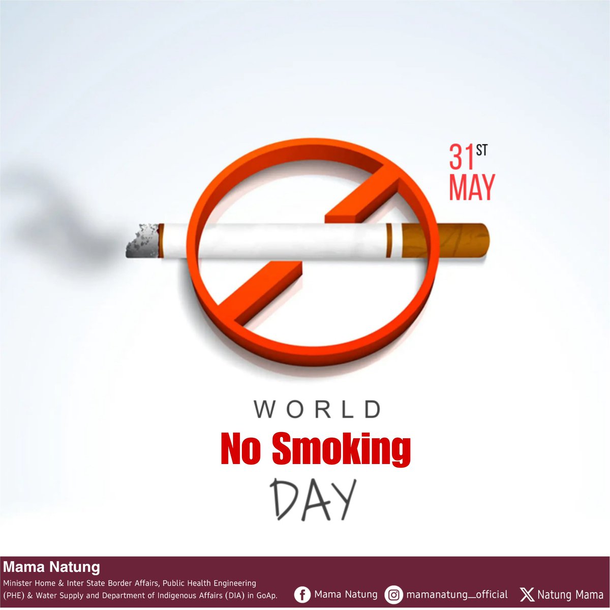 Say NO to smoking and YES to life! 
Every cigarette takes you further away from good health, your dreams, and the people who care for you.

Your lungs deserve fresh air, not smoke.
Take a pledge today, for a healthier you and a healthier India. 🇮🇳🫁

#WorldNoSmokingDay