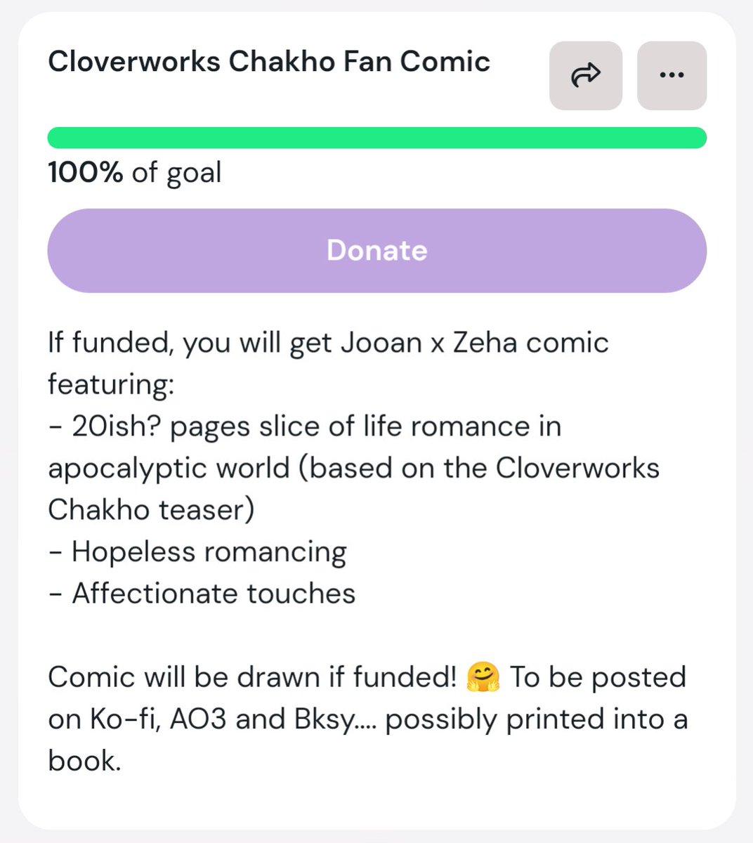 Cloverworks Chakho Jooan x Zeha fanbook... FUNDED!! 🎉🎉🎉💜💜💜😘😘 I have my July plans already and they're both going to be Ko-fi funded projects... Thank you all for wanting this to happen💞

I'll be busy 🤣