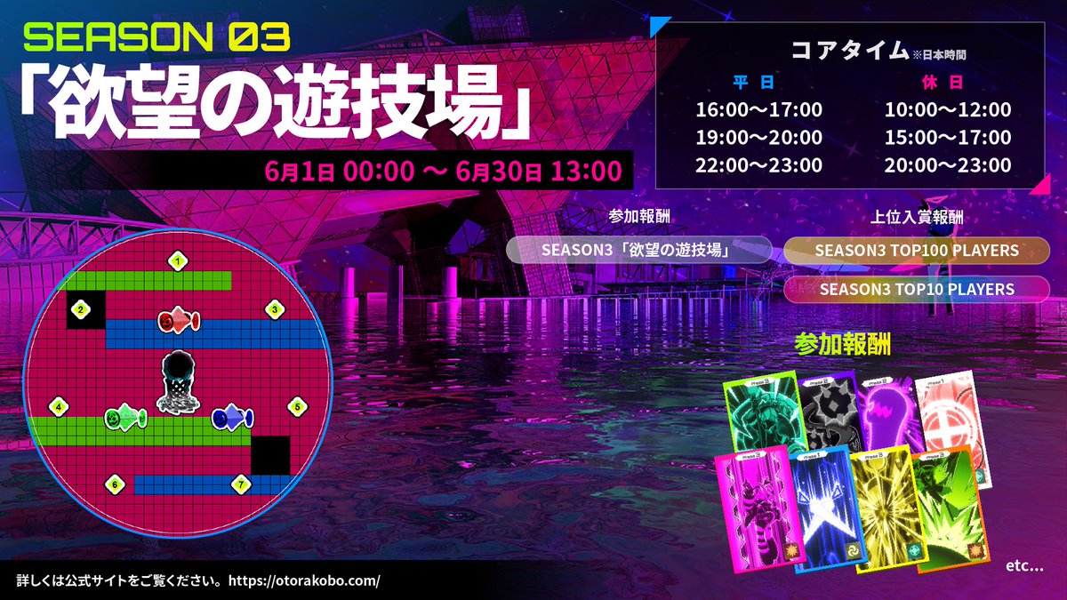 otorakobo's tweet photo. #アイアク #IrisyAqua 
　🌈IrisyAqua🌈
✨VerUPのお知らせ✨
6/1(木)にseason3へのバージョンを予定しております 

バージョンアップ情報
 ・バトルバランスの調整
 ・season３開幕
 ・前season報酬付与
本日5/31_13時よりシーズンマッチはメンテナンス中になります。
メンテ明けよりVerUPとseason報酬の付与が行われます。

🔧メンテ予定🔧
📅5/31⏰13：00～23：59 

🎁VerUP及びseason2報酬付与🎁
📅6/1⏰00：00～(予定)

👇VerUP詳細は公式のお知らせをご覧ください。

#インディーゲーム #NintendoSwitch2