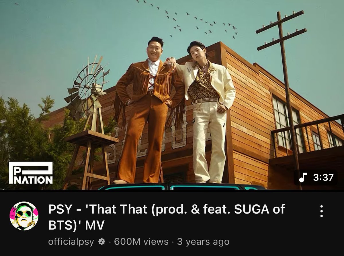 charts_k's tweet photo. PSY's 'That That (prod. &amp; feat. SUGA of BTS)' MV has surpassed 600 million views on YouTube!

https://t.co/ctG9BA5DzX https://t.co/1xNXxZSEMS